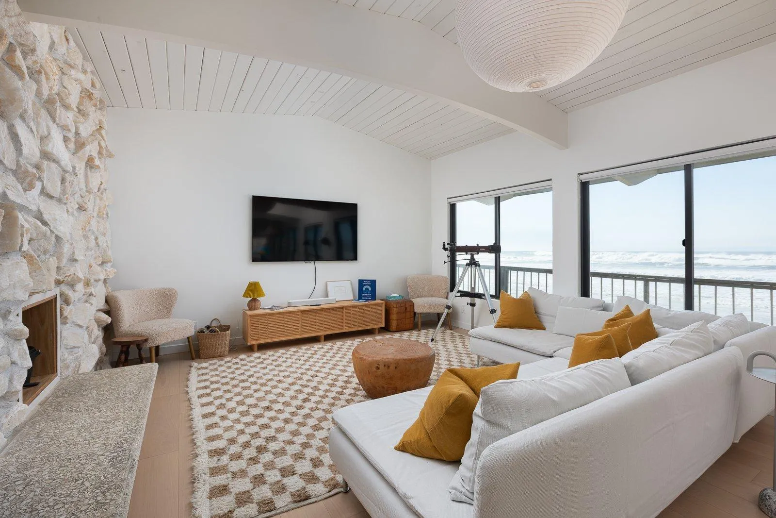 Open floor plan with ocean views